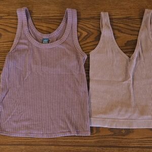 Ribbed Tank Tops in Mauve and Light Mauve Bundle